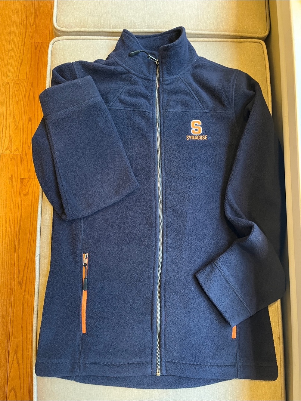 Syracuse University Navy Fleece Zip Up Jacket Large